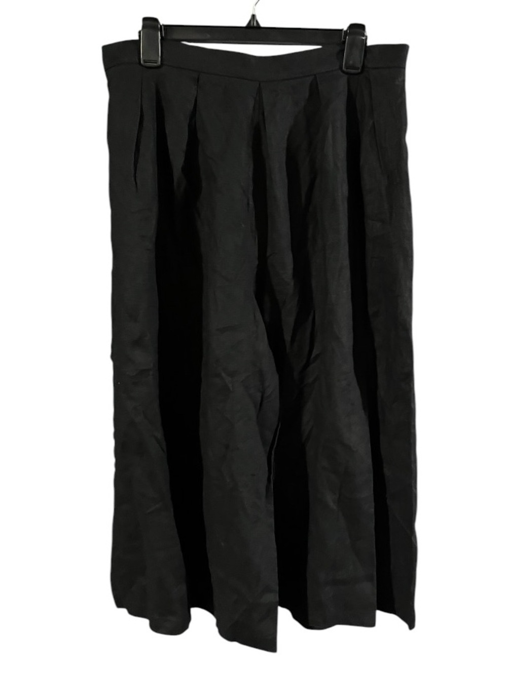 NWT Anthropologie Black Cropped Wide-Leg Pants 100% Linen Size L